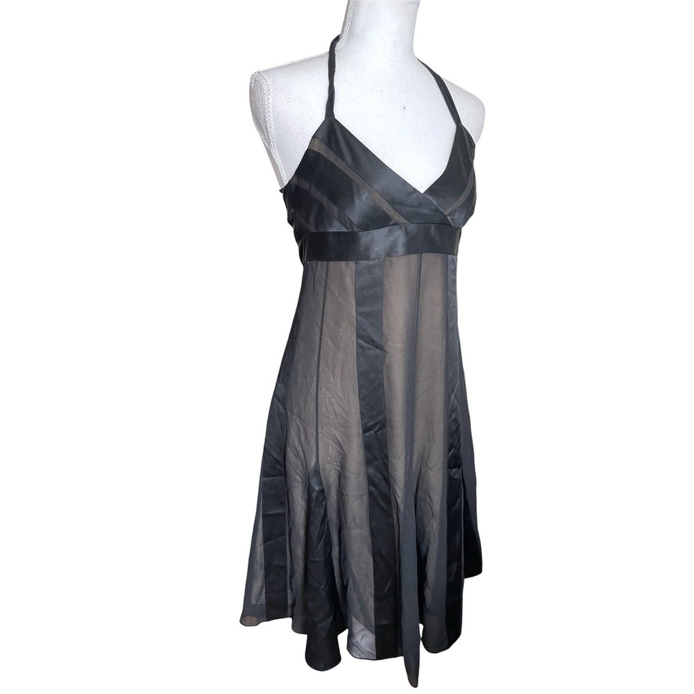 Y2K BCBG Maxazria 100% Silk Babydoll Halter Dress Whimsigoth 90s Minimalism Sz 4 - Picture 3 of 15